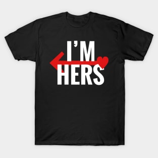 I'm Hers LEFT Arrow Black Couple Matching T-Shirt